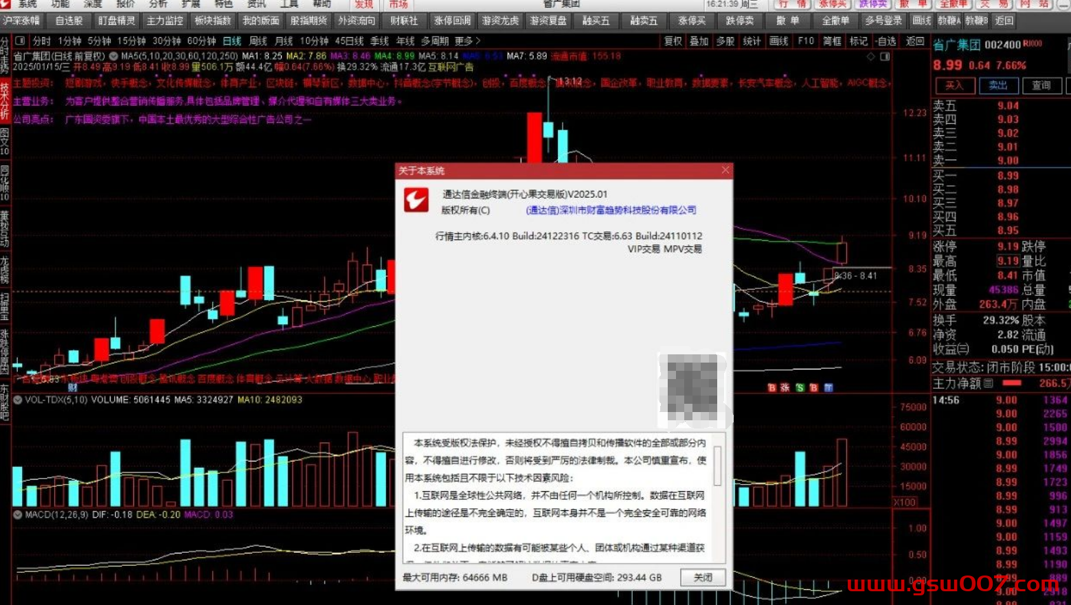 通达信金融终端(开心果交易版)V2025.01/经典顶栏/无时间限制