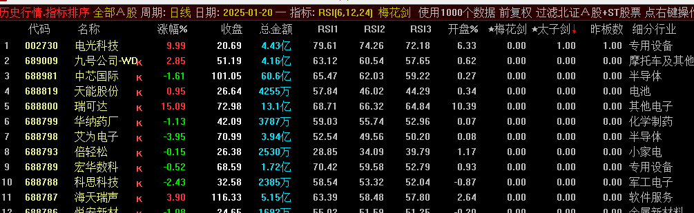 通达信《梅花剑太子剑》早盘竞价排序，源码开放，永久版